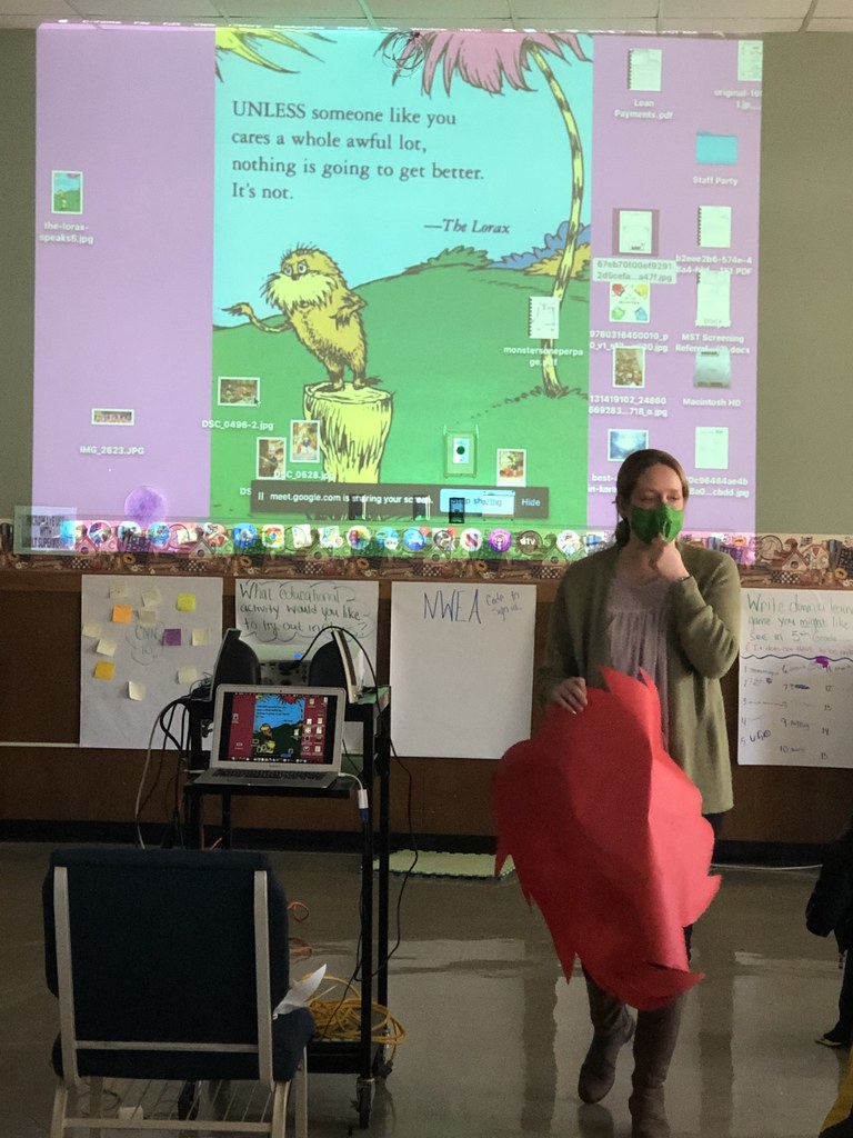 Mrs. Berry reading to Grade 5!